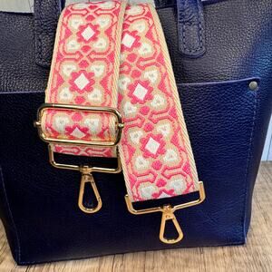 Wide Neutral Crossbody Strap Guitar Strap Pink Tan Tote Bag Handle NEW